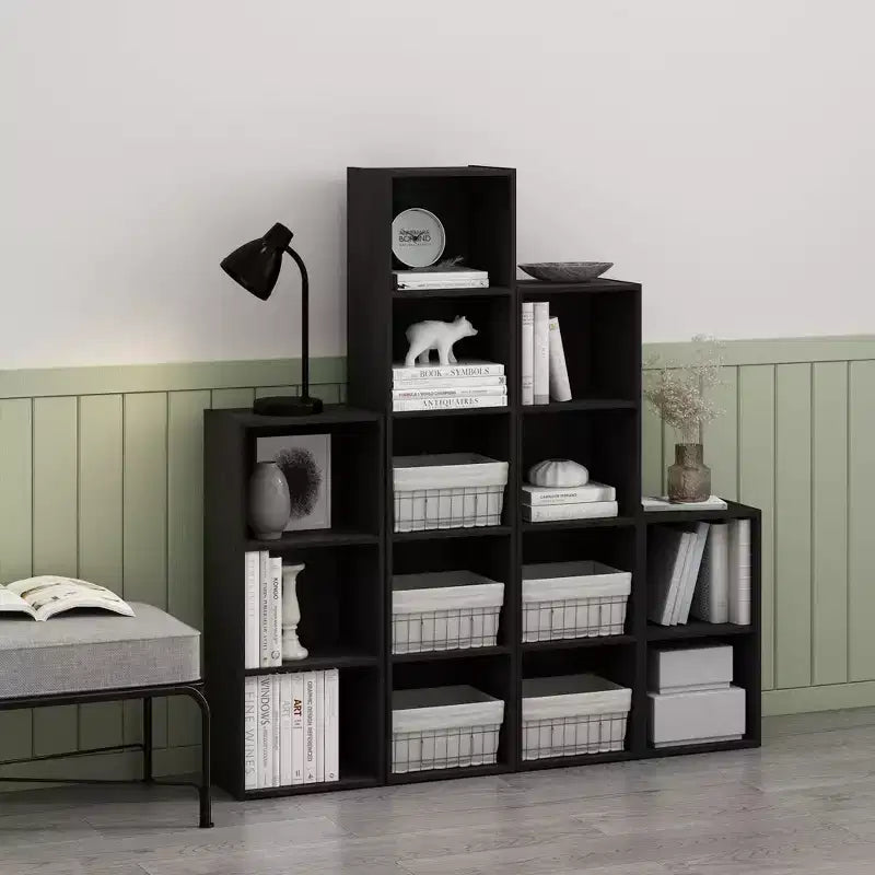 Furinno 4-Tier Reversible Open Bookshelf Slim Storage Bookcase Display Shelf