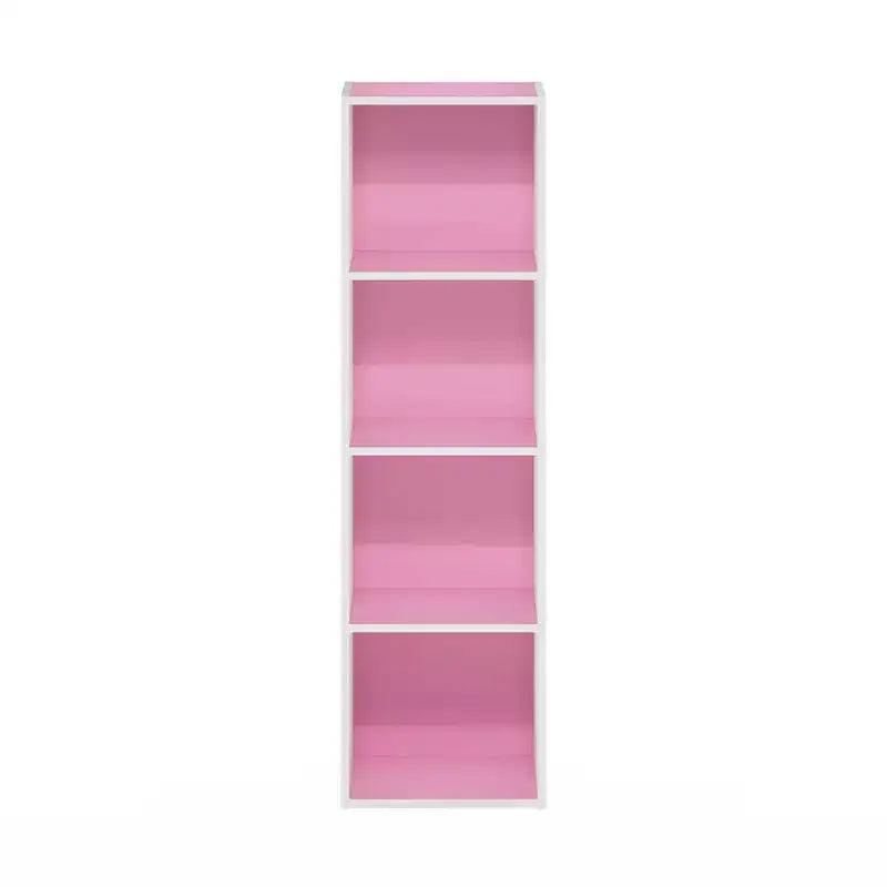 Furinno 4-Tier Reversible Open Bookshelf Slim Storage Bookcase Display Shelf