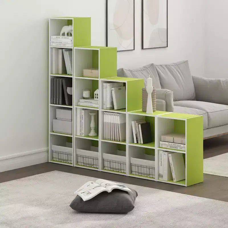 Furinno 4-Tier Reversible Open Bookshelf Slim Storage Bookcase Display Shelf