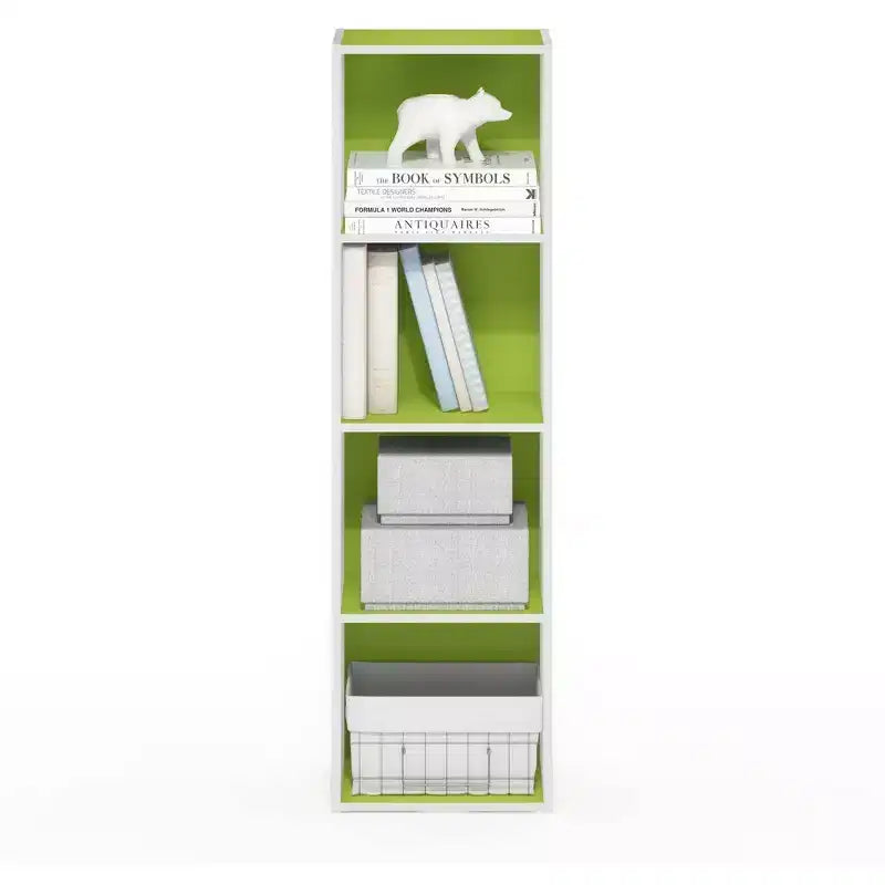Furinno 4-Tier Reversible Open Bookshelf Slim Storage Bookcase Display Shelf