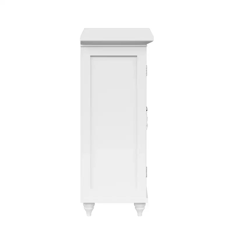 Teamson Home Versailles White Floor Storage Cabinet, Freestanding 2-Door Organizer with Adjustable Shelves