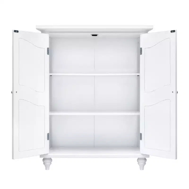 Teamson Home Versailles White Floor Storage Cabinet, Freestanding 2-Door Organizer with Adjustable Shelves