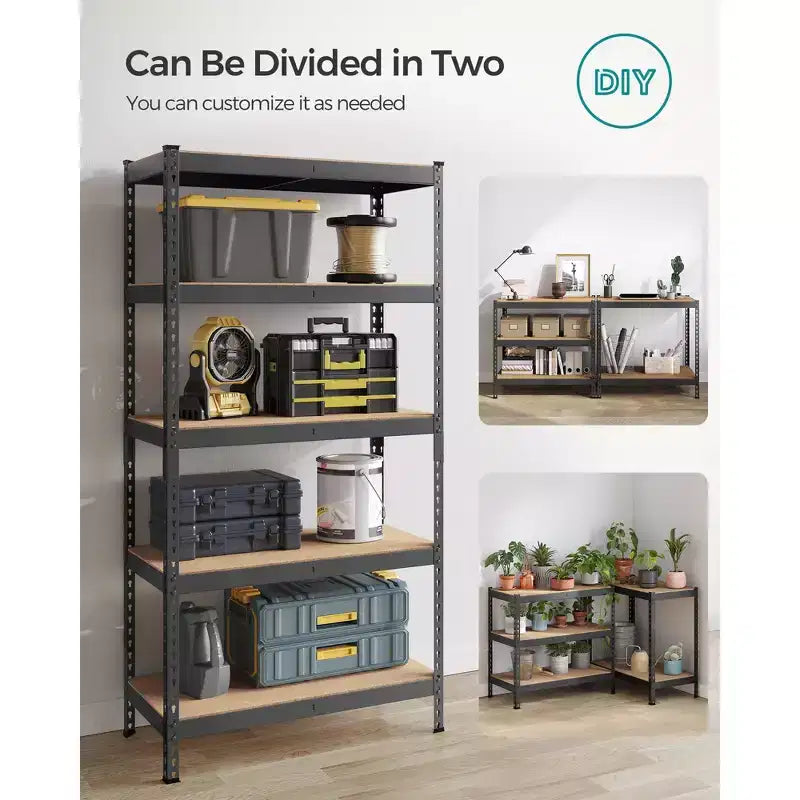 5-Tier Storage Shelves, Set of 2 Garage Storage, Adjustable Shelving Units, 17.7 x 35.4 x 70.9 Inches, Load 1929 lb Each, Shed Warehouse Basement