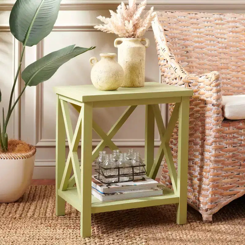 Candace Cross Back End Table - AMH6523 - Safavieh Couture