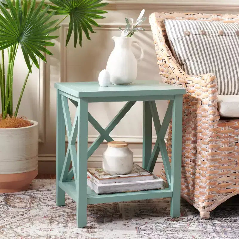 Candace Cross Back End Table - AMH6523 - Safavieh Couture