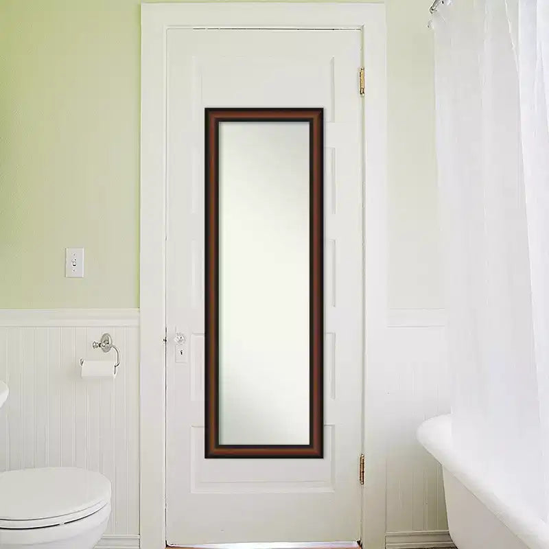 Amanti Art Yale Walnut Non-Beveled On the Door Mirror Full Length Mirror, Wall Mirror 51.5 in x 17.5 in.
