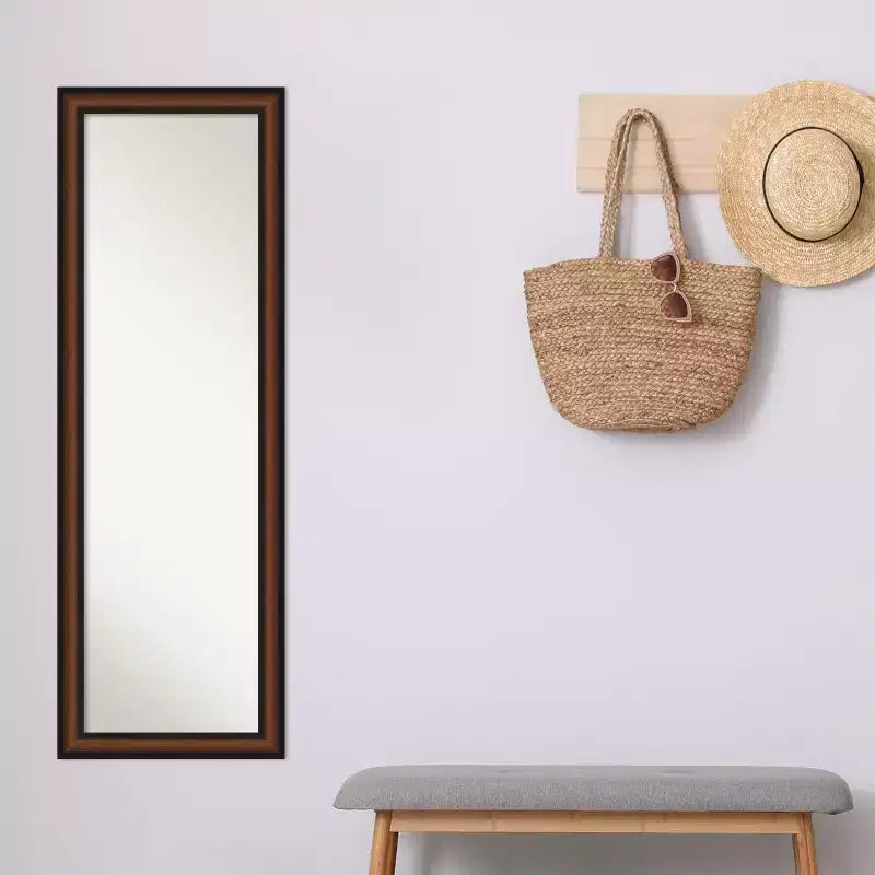Amanti Art Yale Walnut Non-Beveled On the Door Mirror Full Length Mirror, Wall Mirror 51.5 in x 17.5 in.