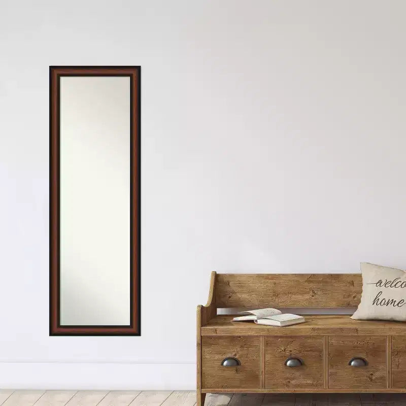 Amanti Art Yale Walnut Non-Beveled On the Door Mirror Full Length Mirror, Wall Mirror 51.5 in x 17.5 in.