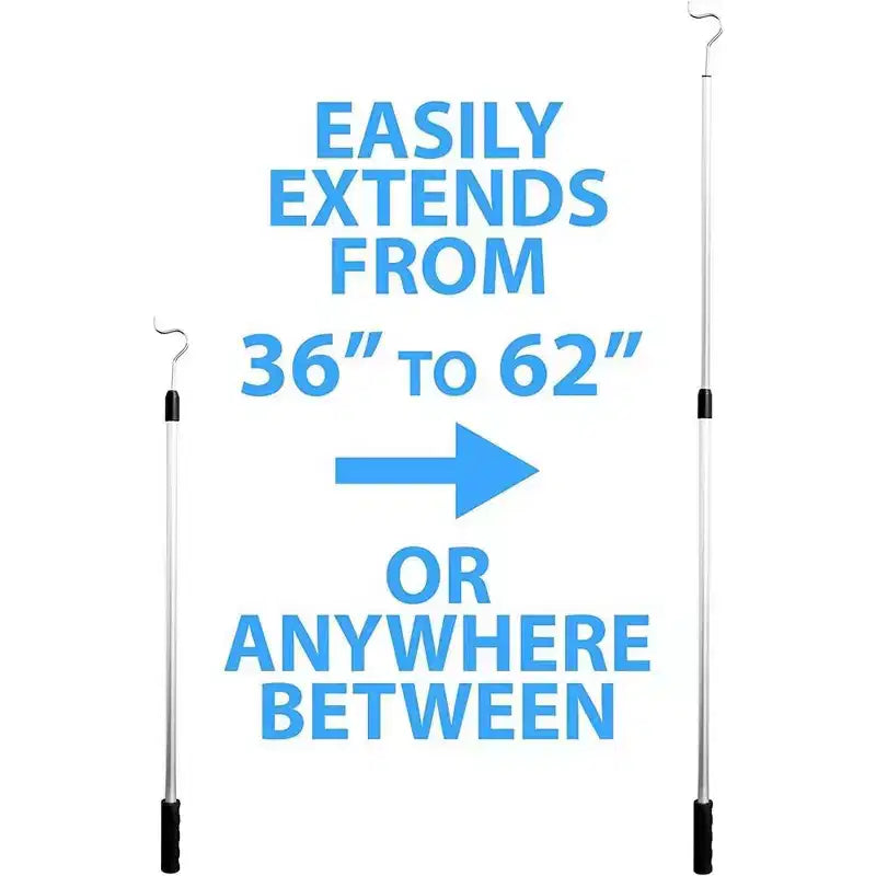 J&V TEXTILES Shepherds Aluminium Pole with a 2.75-Inch Hook and Handle, Lightweight, Extendable from 36 to 62-Inch
