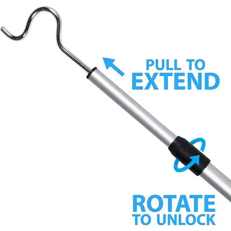 J&V TEXTILES Shepherds Aluminium Pole with a 2.75-Inch Hook and Handle, Lightweight, Extendable from 36 to 62-Inch