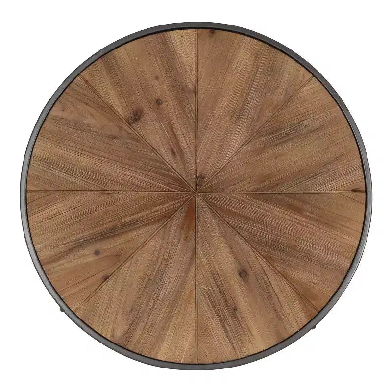 Kate and Laurel Gerhardt Round Metal Coffee Table, 24x24x15.5, Rustic Brown and Black