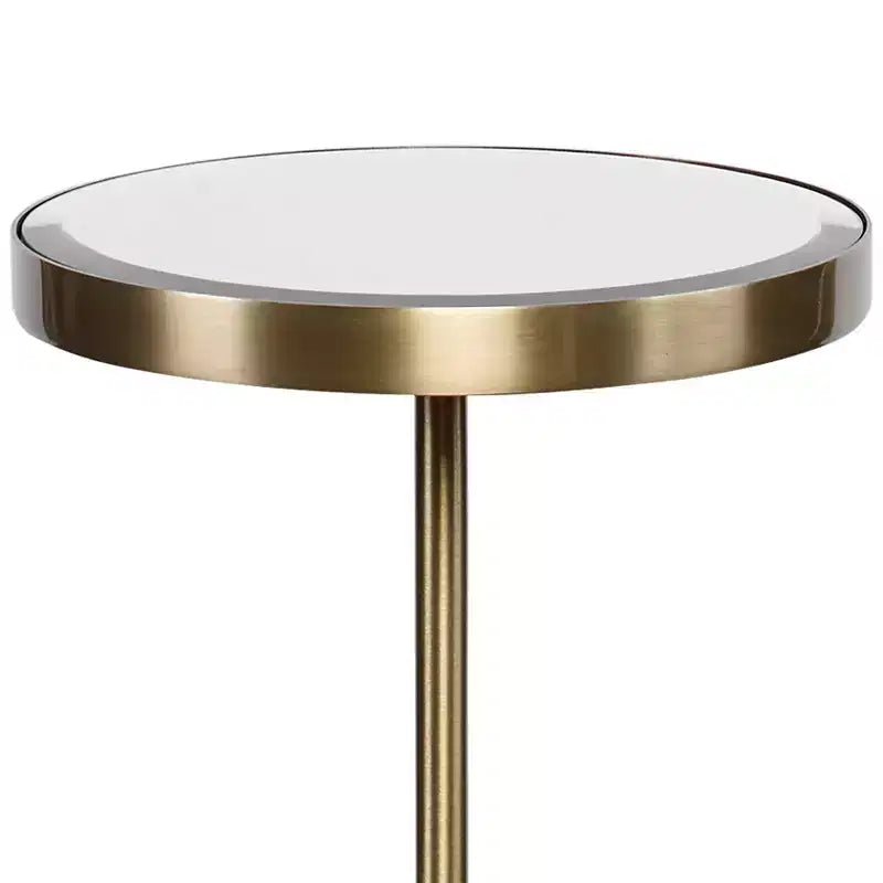 Uttermost Modern Glam Brushed Brass Round Accent Table 11 3/4 Wide Gold Mirror Tabletop for Living Room Bedroom Bedside Entryway
