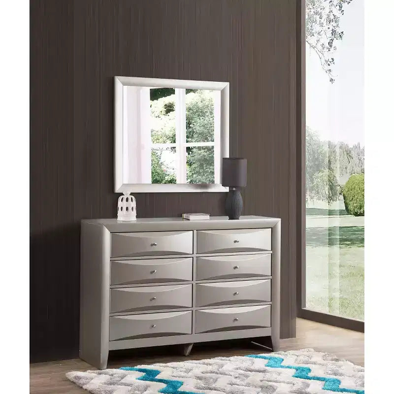 Passion Furniture Marilla 35 in. x 39 in. Modern Rectangle Framed Dresser Mirror