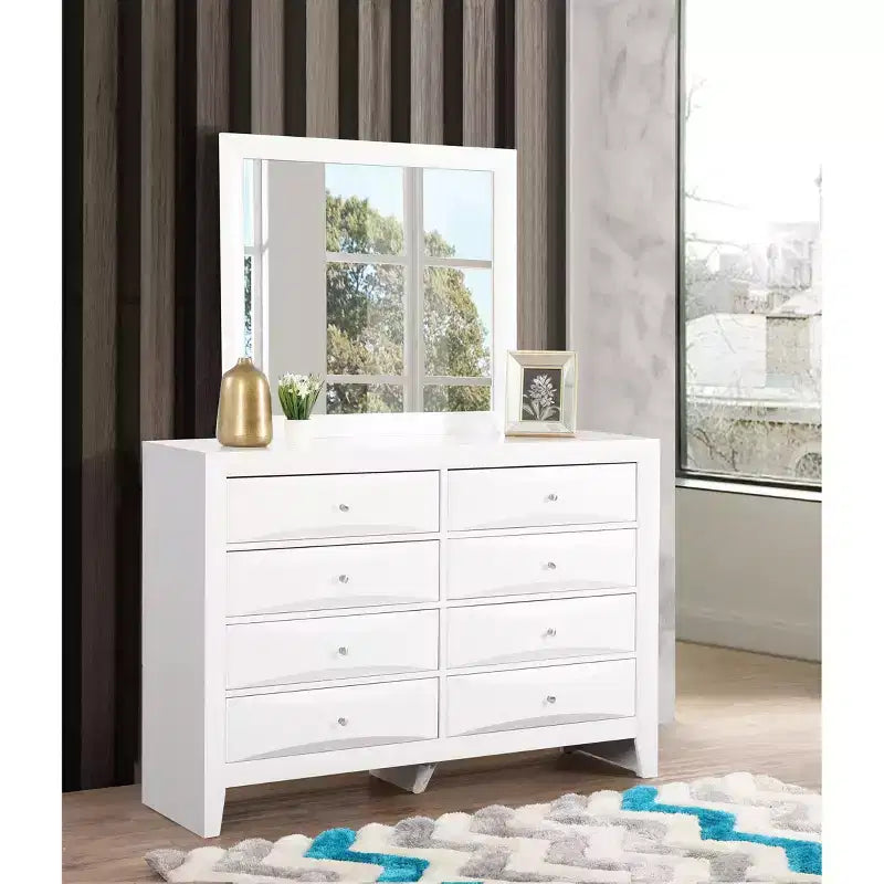 Passion Furniture Marilla 35 in. x 39 in. Modern Rectangle Framed Dresser Mirror