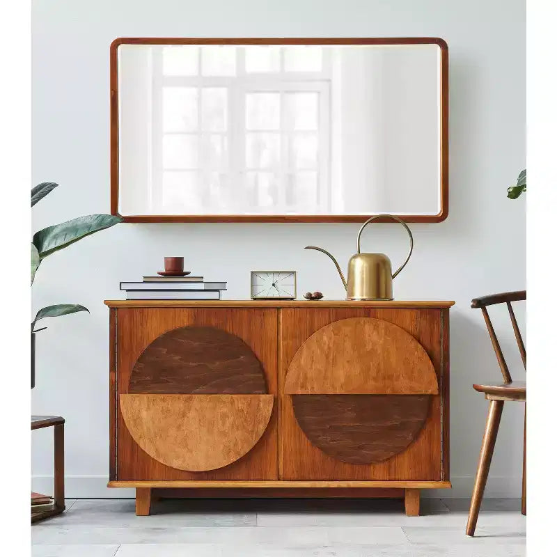 Kate and Laurel McLean Wood Radius Rectangle Wall Mirror
