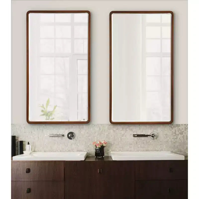 Kate and Laurel McLean Wood Radius Rectangle Wall Mirror
