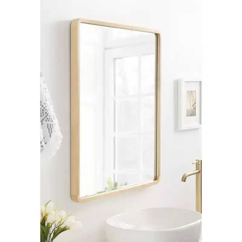 Kate and Laurel McLean Wood Radius Rectangle Wall Mirror