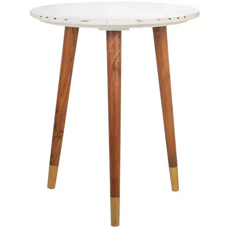 Valerie Marble Accent Table - ACC7202 - White/Brass - Safavieh