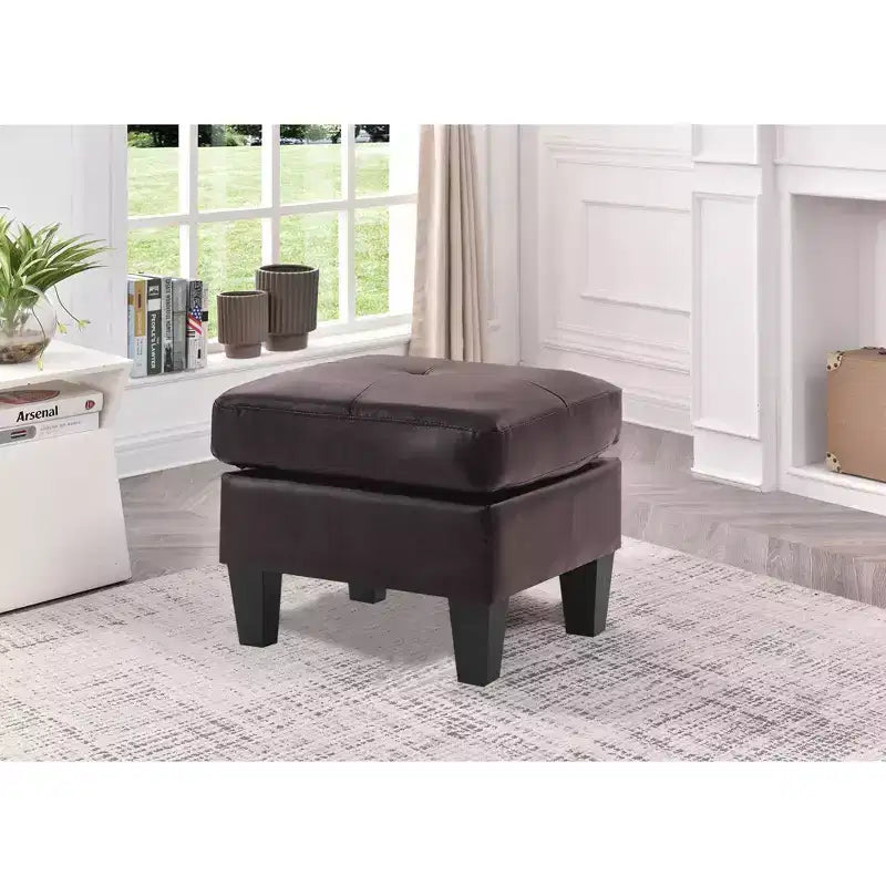 Passion Furniture Newbury Faux Leather Upholstered Ottoman