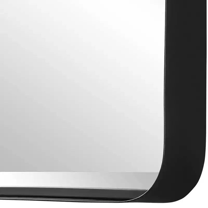 Uttermost Rectangular Vanity Decorative Wall Mirror Modern Beveled Satin Black Iron Frame 30 Wide Bathroom Bedroom Living Room
