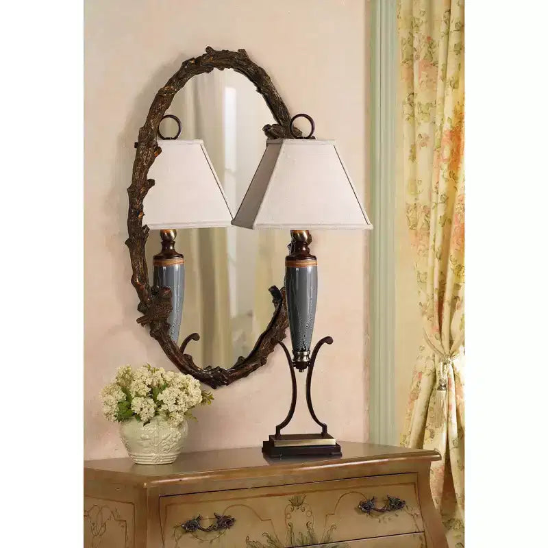 Uttermost Oval Vanity Accent Wall Mirror Rustic Antique Gold Gray Metal Frame 23 Wide for Bathroom Bedroom Living Room Home House