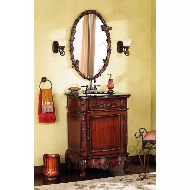 Uttermost Oval Vanity Accent Wall Mirror Rustic Antique Gold Gray Metal Frame 23 Wide for Bathroom Bedroom Living Room Home House