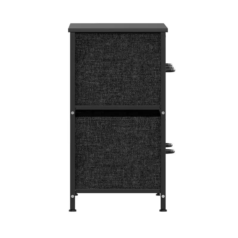 Emma and Oliver 5 Drawer Storage Dresser with Cast Iron Frame, Wood Top and Easy Pull Fabric Drawers with Wooden Handles