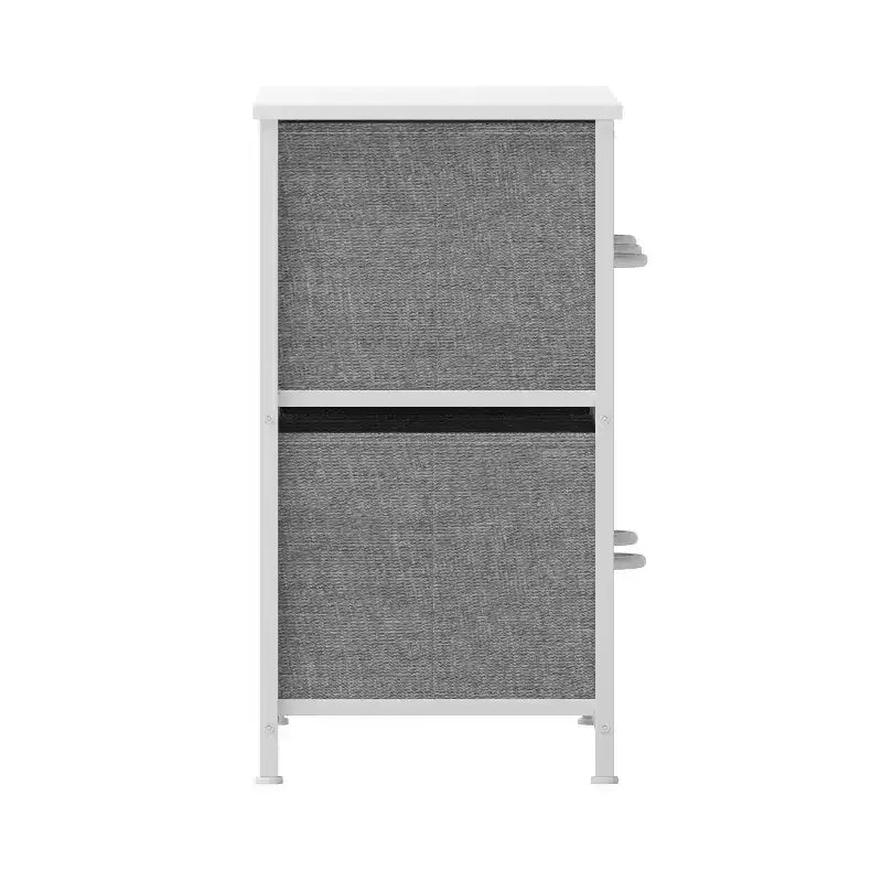 Emma and Oliver 5 Drawer Storage Dresser with Cast Iron Frame, Wood Top and Easy Pull Fabric Drawers with Wooden Handles