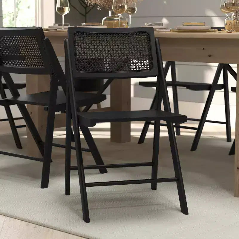 Merrick Lane Set of 2 Cane Rattan Folding Chairs