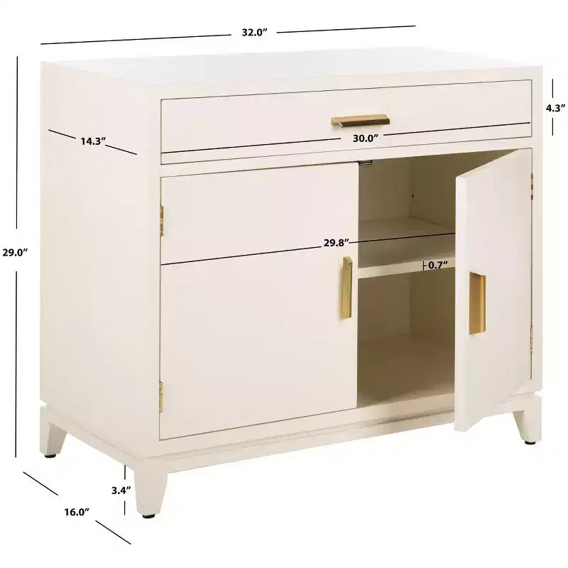 Nigel 2 Door 1 Drawer Chest - CHS6600 - White/Brass - Safavieh