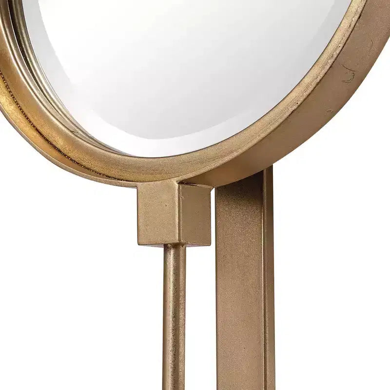 Uttermost Vanity Accent Wall Mirror Modern Beveled Gold Leaf Striking Iron Frame 10 Wide for Bathroom Bedroom Living Room Home