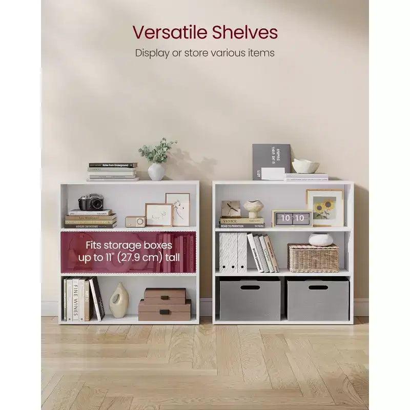 VASAGLE 3/5-Tier Bookshelf, Open Bookcase with Adjustable Storage Shelves, Floor Standing Unit