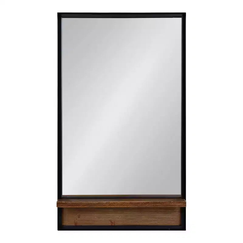 Kate and Laurel Owing Rectangle Mirror with Shelf, 20x34, Rustic Brown