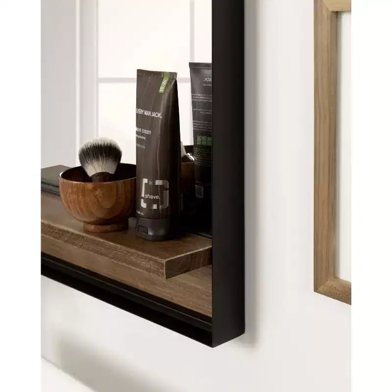Kate and Laurel Owing Rectangle Mirror with Shelf, 20x34, Rustic Brown