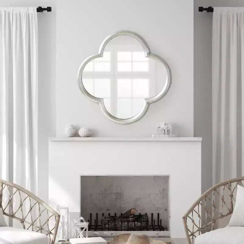 Kate and Laurel Krisi Scalloped MDF Scallop Mirror, 28x28, Silver