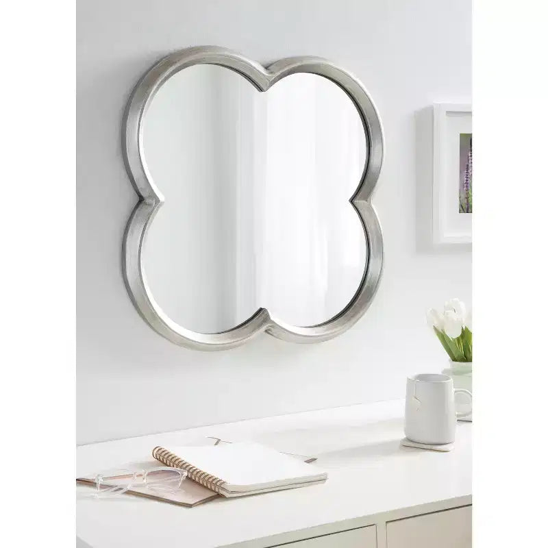 Kate and Laurel Krisi Scalloped MDF Scallop Mirror, 28x28, Silver