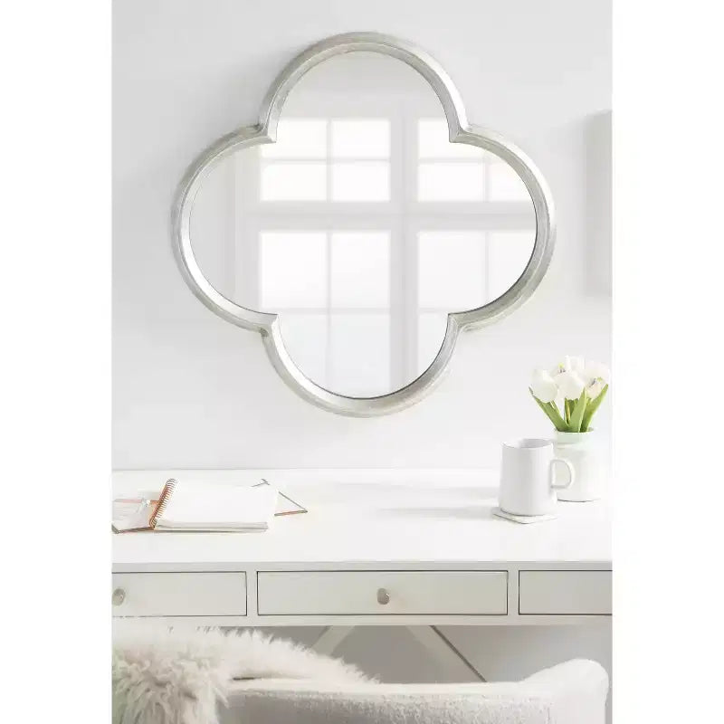 Kate and Laurel Krisi Scalloped MDF Scallop Mirror, 28x28, Silver