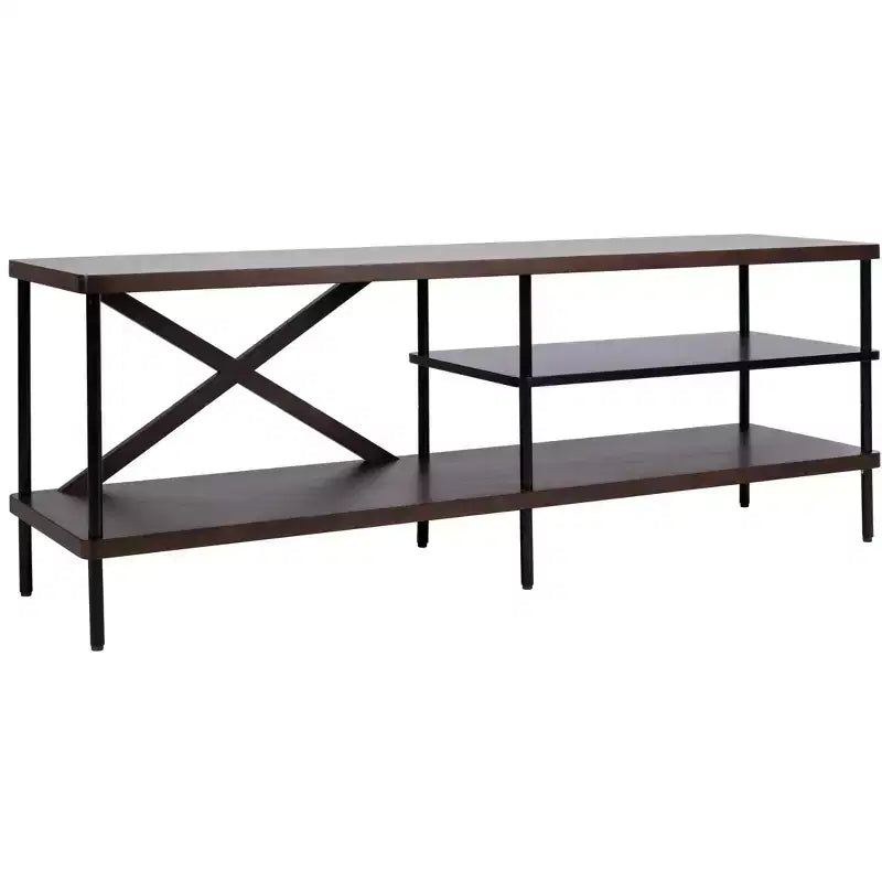 Bruno Industrial Media Stand - MED5001 - Walnut/Black - Safavieh