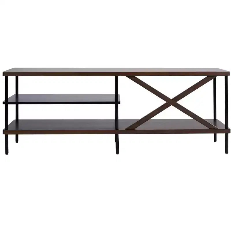 Bruno Industrial Media Stand - MED5001 - Walnut/Black - Safavieh