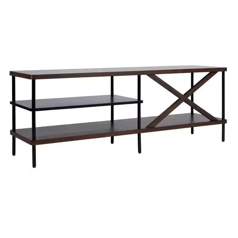 Bruno Industrial Media Stand - MED5001 - Walnut/Black - Safavieh
