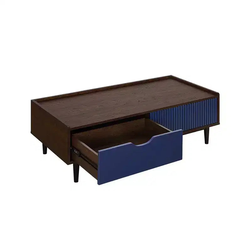 Duane Ribbed Coffee Table with Drawer and Shelf - Manhattan Comfort
