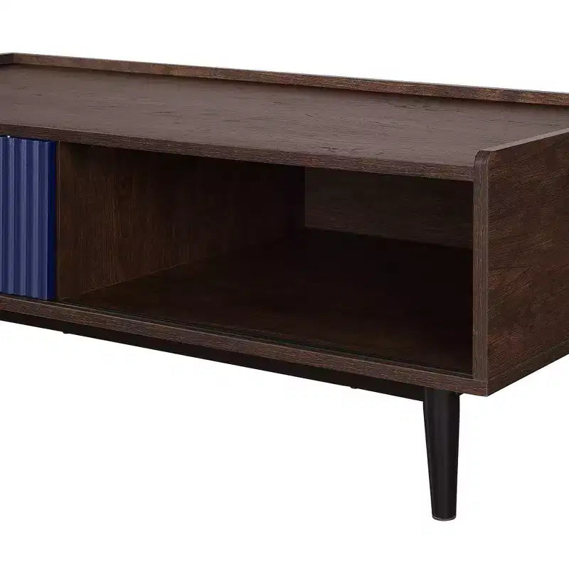 Duane Ribbed Coffee Table with Drawer and Shelf - Manhattan Comfort