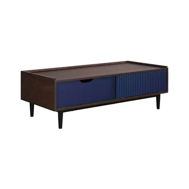 Duane Ribbed Coffee Table with Drawer and Shelf - Manhattan Comfort