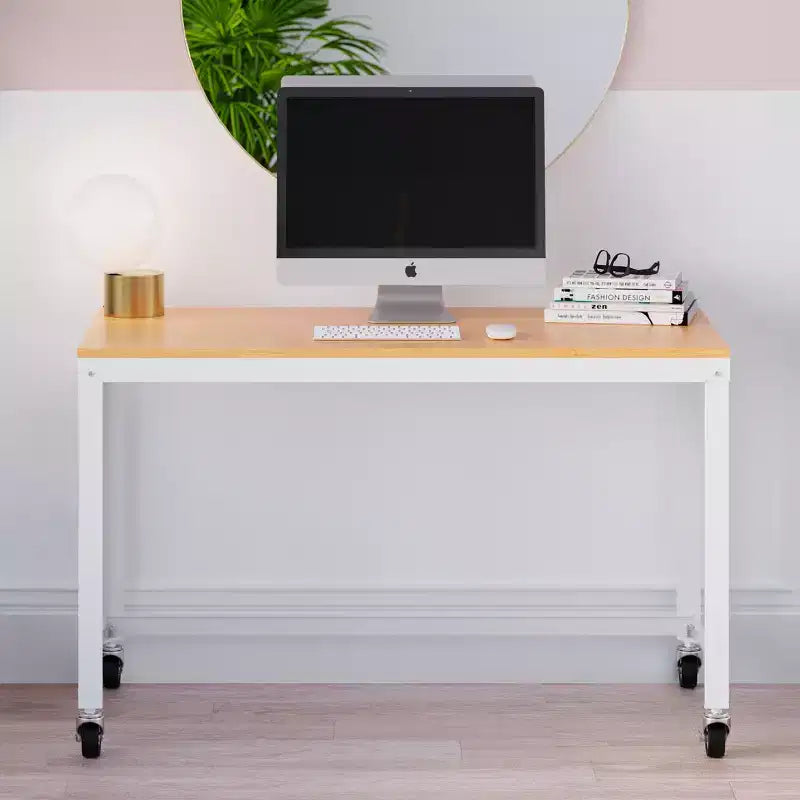 48" Wide Mobile Metal Desk for Home Office with Maple Top - Space Solutions