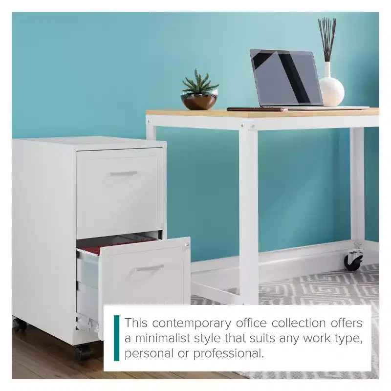 48" Wide Mobile Metal Desk for Home Office with Maple Top - Space Solutions