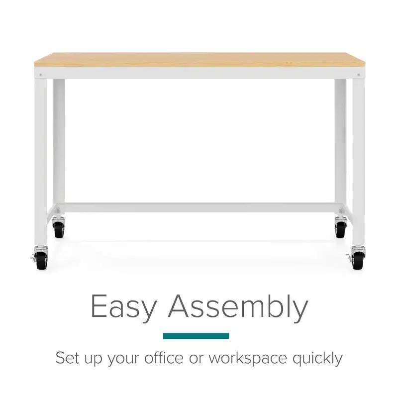 48" Wide Mobile Metal Desk for Home Office with Maple Top - Space Solutions