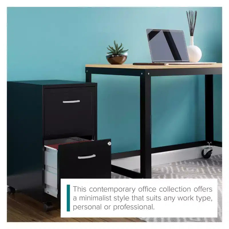 48" Wide Mobile Metal Desk for Home Office with Maple Top - Space Solutions