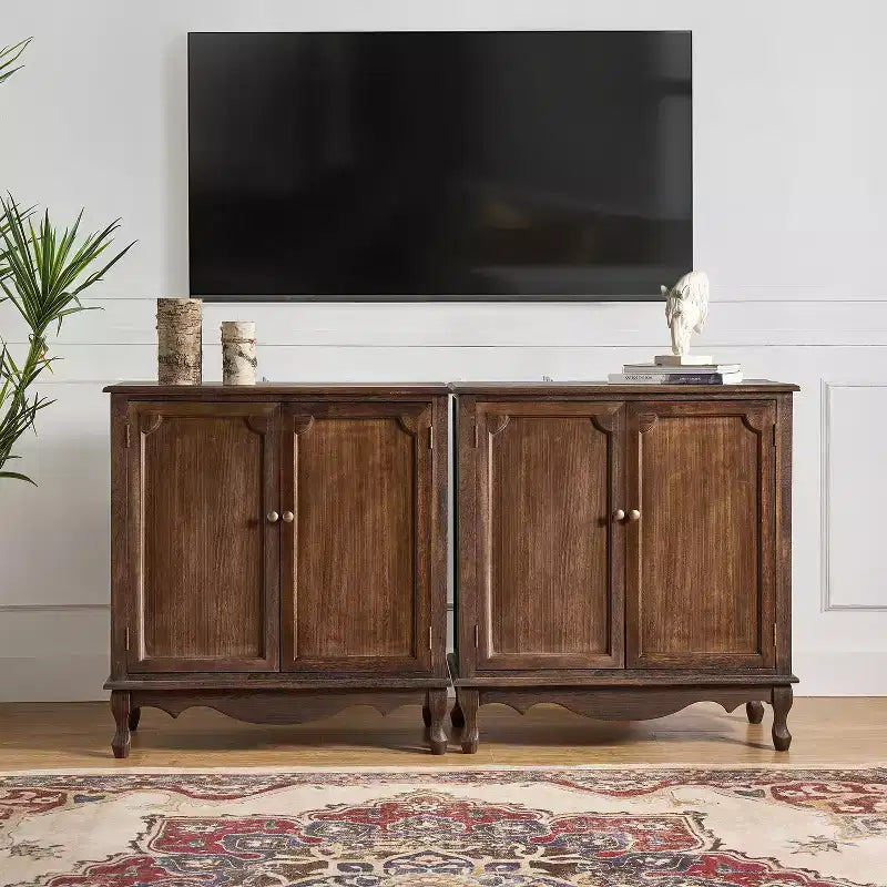Hippe 34Tall-2 Door Farmhouse Style Accent Cabinet with Adjustable Legs Set of 2|Hulala Home
