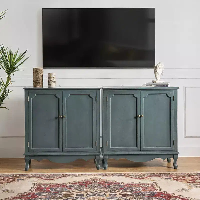 Hippe 34Tall-2 Door Farmhouse Style Accent Cabinet with Adjustable Legs Set of 2|Hulala Home