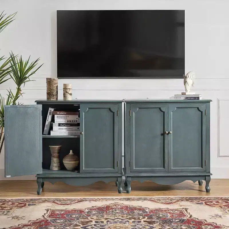 Hippe 34Tall-2 Door Farmhouse Style Accent Cabinet with Adjustable Legs Set of 2|Hulala Home
